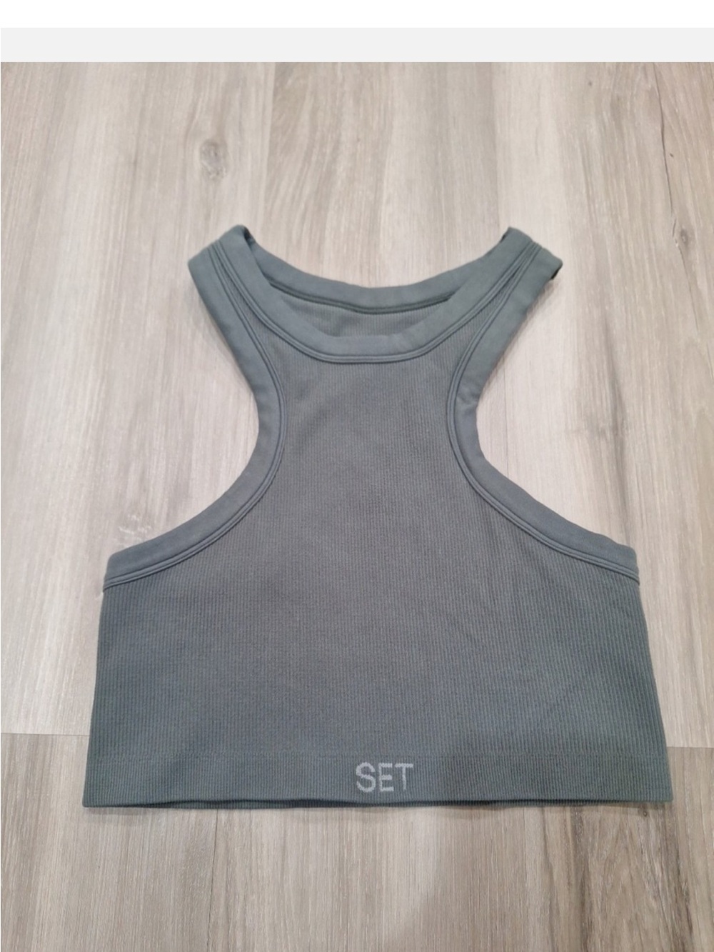 Ribbed Racerback Crop Tank Top and leggings SET in Slate Gray